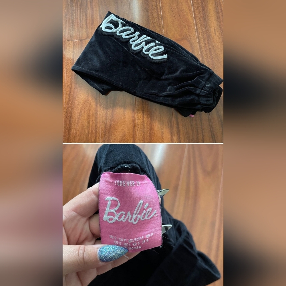 Collab black and white limited edition Barbie pocket velour  joggers Sz S